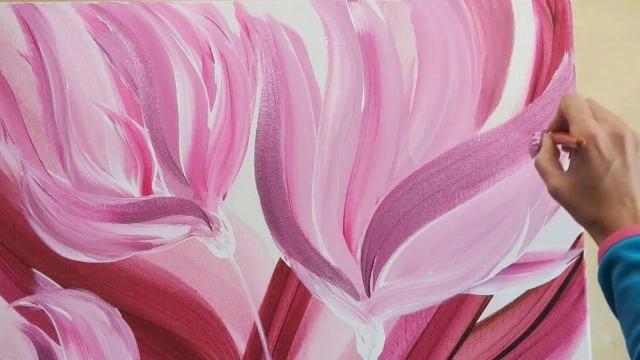 Abstraktní listy (60x60cm) "Velké růžové"