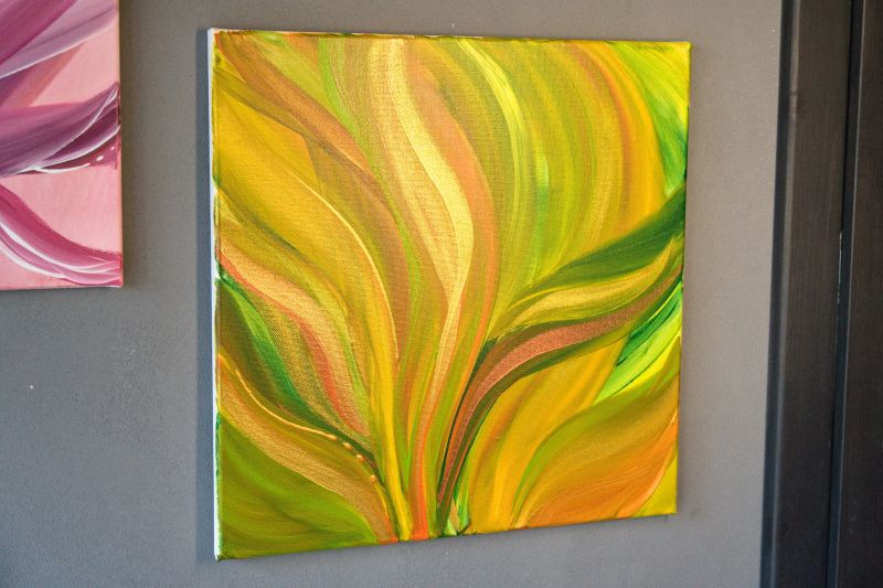 Abstraktní listy (40x40cm) "Zeleno-hnědé"