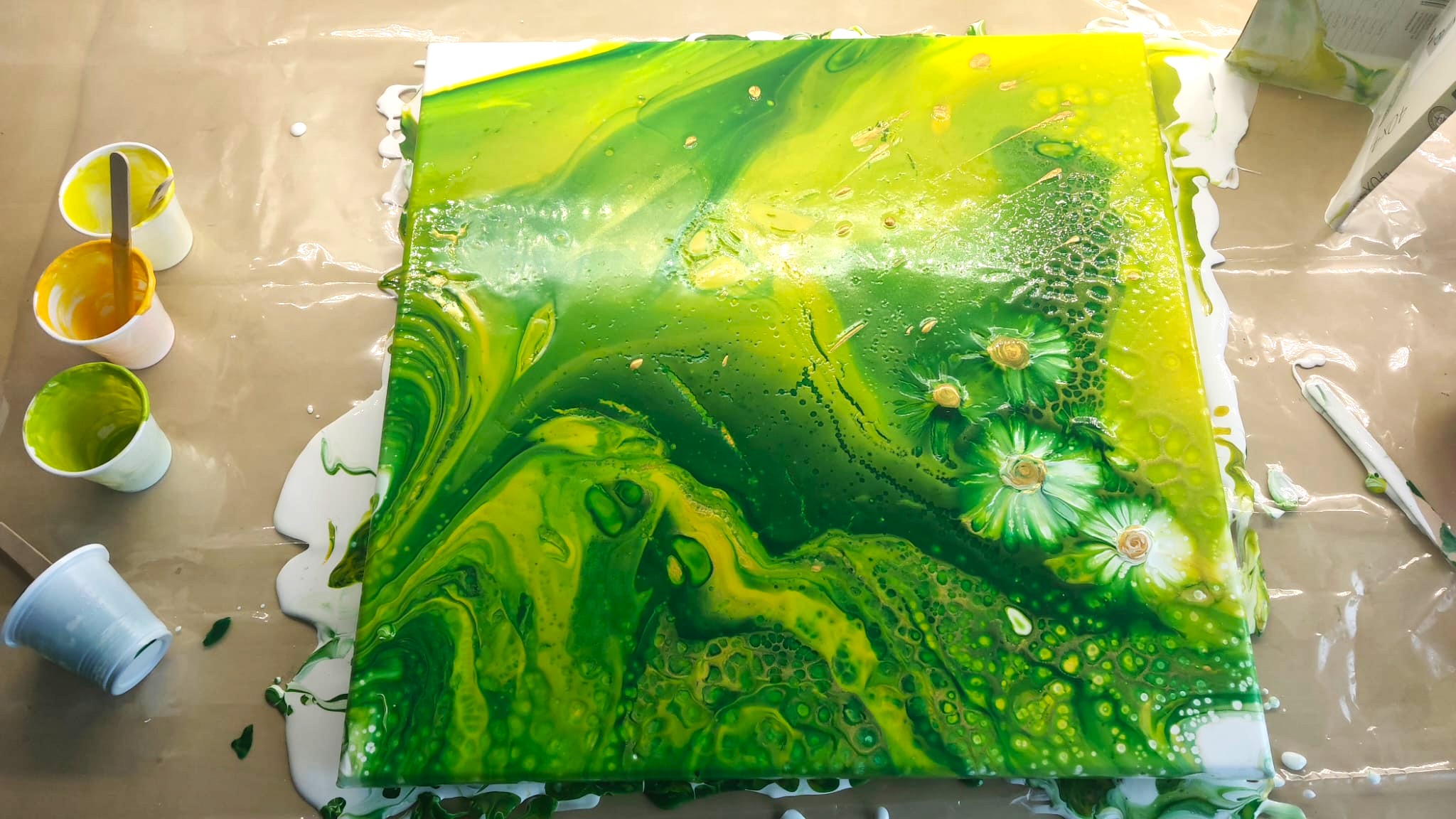 "Louka" (40x40 cm) Pouring